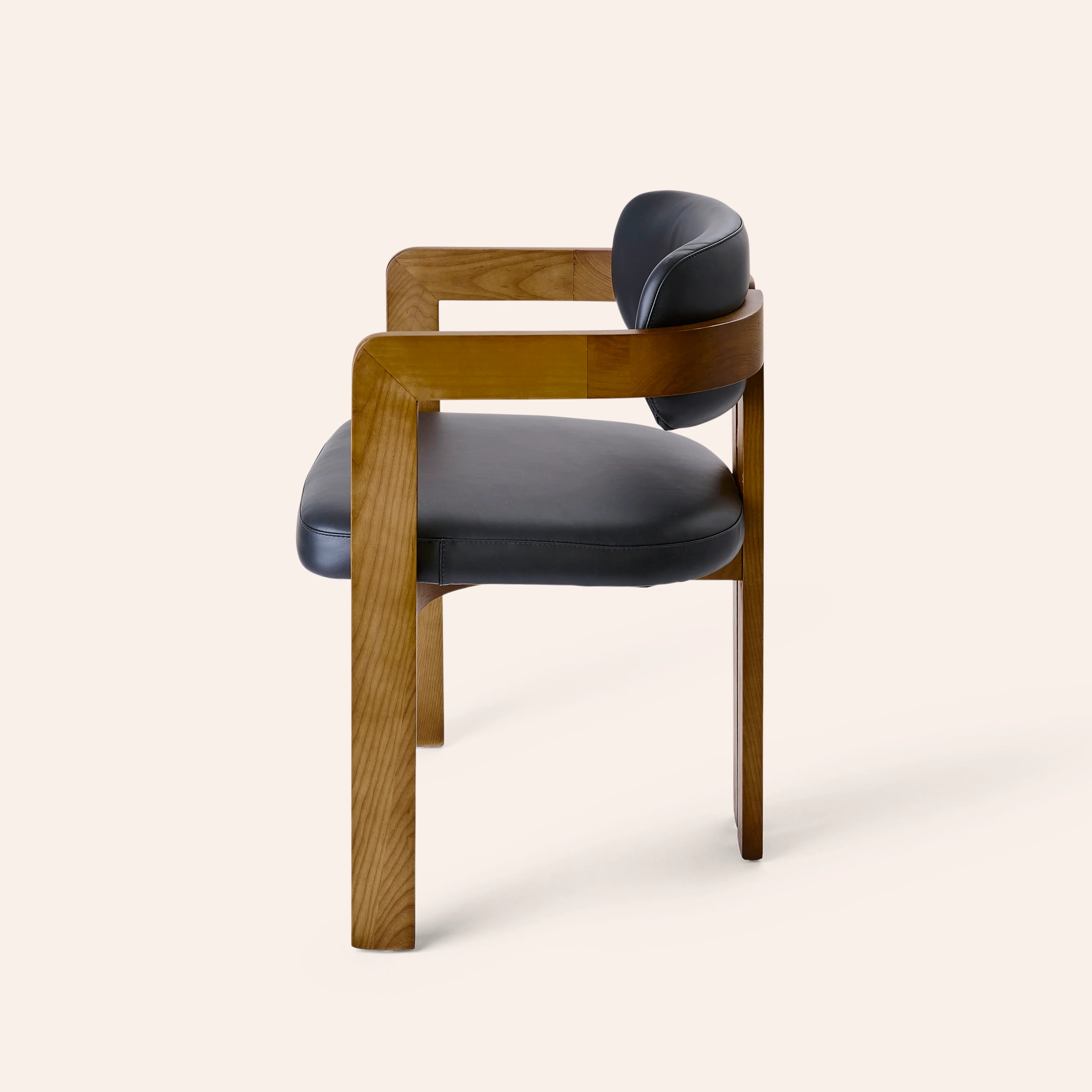 Curved Walnut Dining Chair - Leather - Image 10