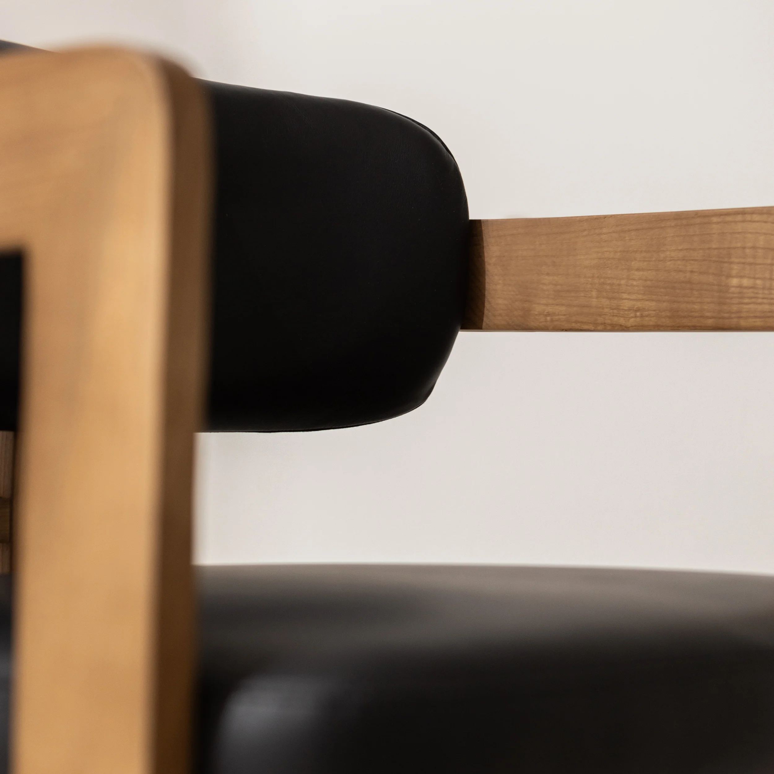 Curved Walnut Dining Chair - Leather - Image 15