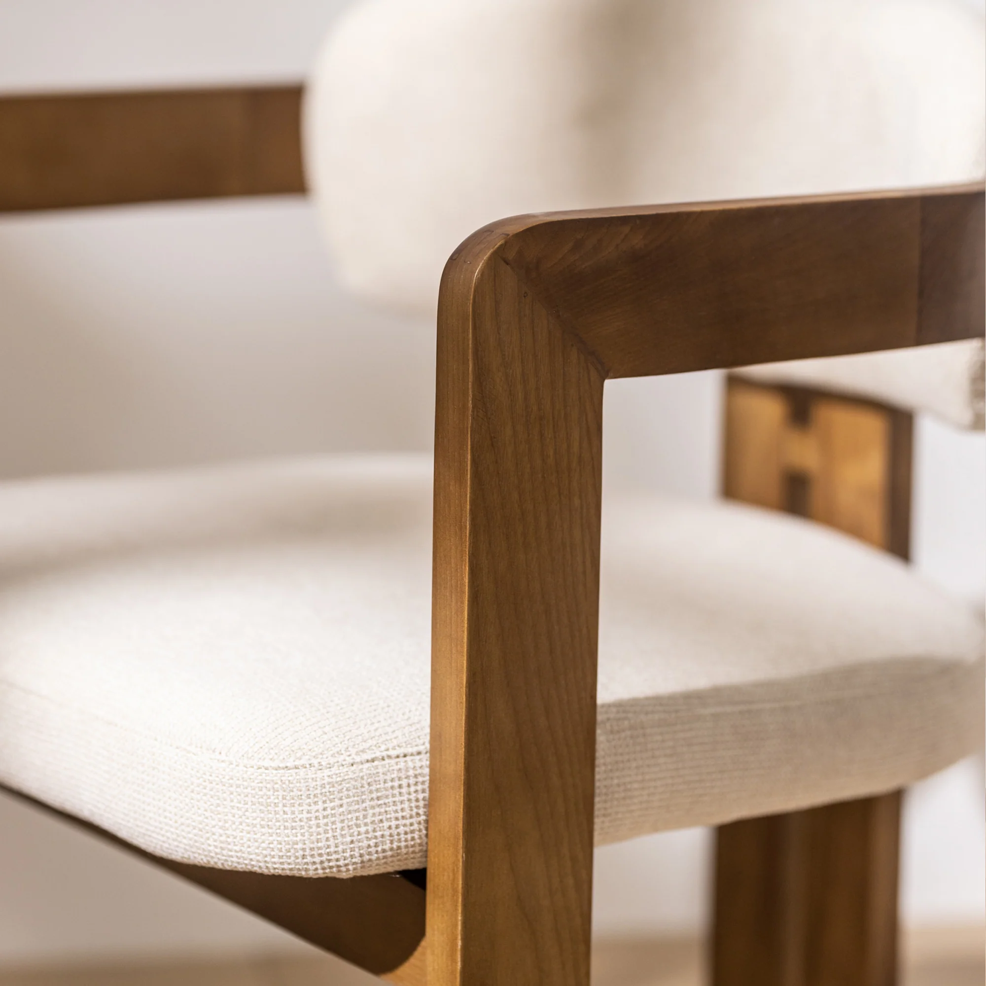 Curved Walnut Dining Chair - Canvas - Image 10